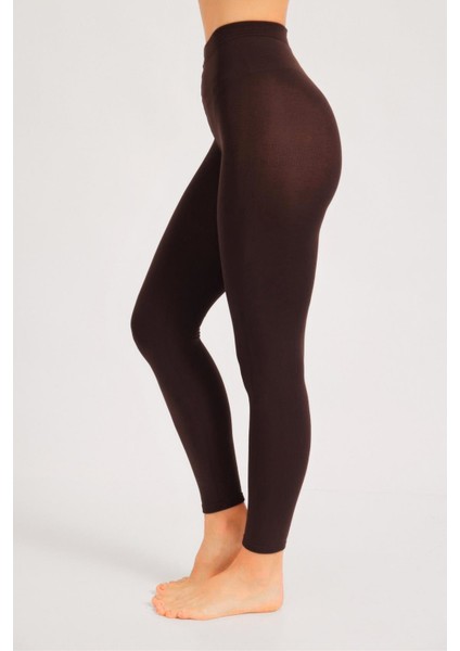 Kadın Ayaksız Örgü Tayt Kahve Melanj
