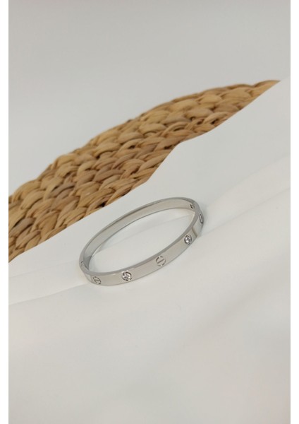 Kadın Gümüş Alaşım Kelepçe Taşlı Bileklik - 123 modelleri