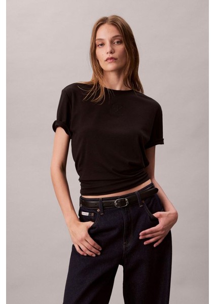 Kadın Regular Kalıp Supima Pamuklu T-Shirt - Siyah fiyatları