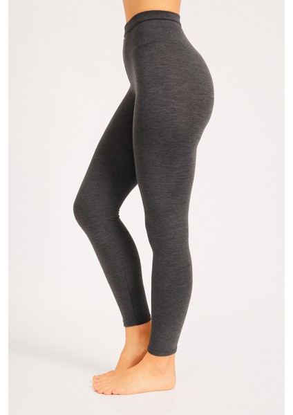 Kadın Ayaksız Örgü Tayt Antrasit Melanj