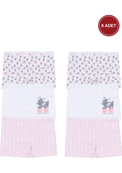 Kız Çocuk Pamuklu 6'lı Baskılı Boxer
