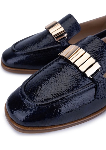Kadın Hakiki Deri Lacivert Loafer Ayakkabı 945 11245-1 Bn Ayk SK24-25 Lacı Ptk Bsk modelleri