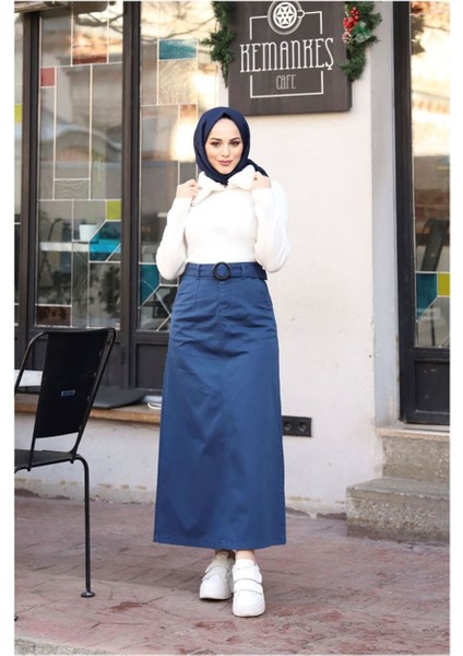 Cep Detaylı Kemerli Tokalı Gabardin Etek Siyah fiyatları