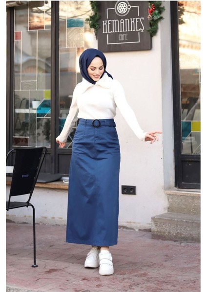 Cep Detaylı Kemerli Tokalı Gabardin Etek Siyah modelleri