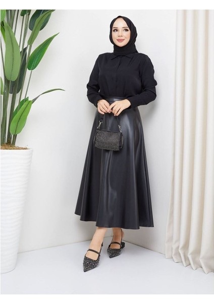 Mevlana Model Deri Etek Siyah