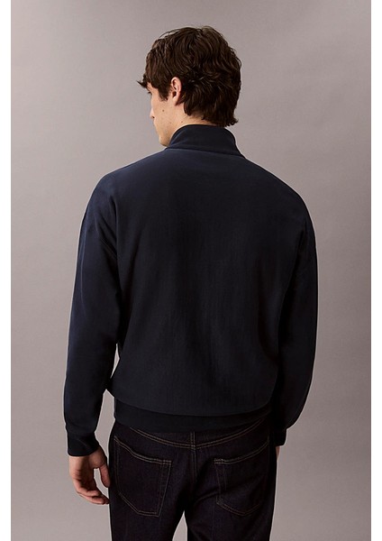 Erkek Rahat Kalıp Yarım Fermuarlı Yüksek Yaka Sweatshirt - Lacivert fiyatları