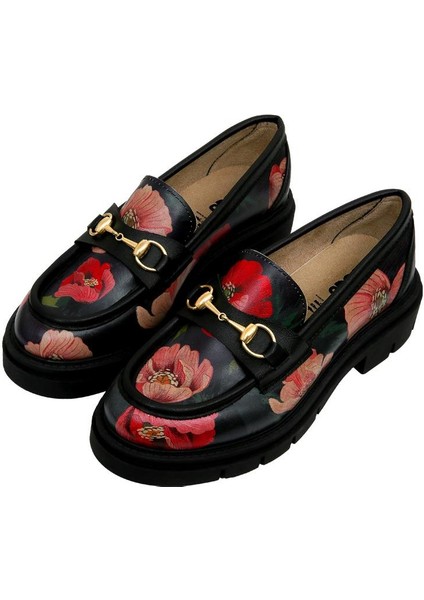 Kadın Vegan Deri Siyah Loafer - Poppy Tasarım