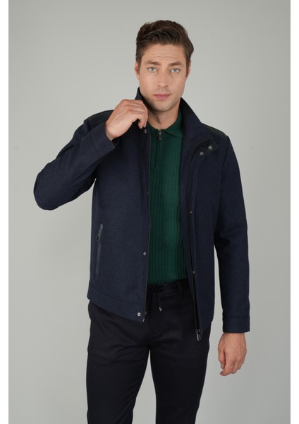 Erkek Lacivert Kaşe Flanel Mont MN25K25203_D39