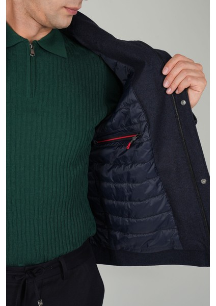 Erkek Lacivert Kaşe Flanel Mont MN25K25203_D39 fırsatları