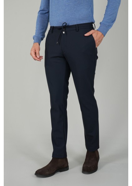 Erkek Lastikli Bağcıklı Spor Jagger Lacivert Pantolon PNS25K25202_D39