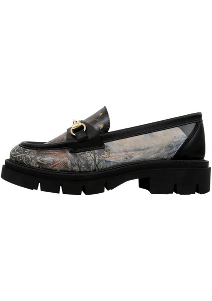 Kadın Vegan Deri Siyah Loafer - The Model Book Of Calligraphy Tasarım modelleri