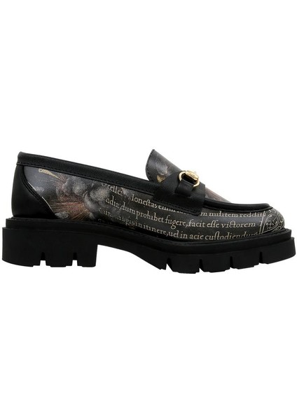 Kadın Vegan Deri Siyah Loafer - The Model Book Of Calligraphy Tasarım fırsatları