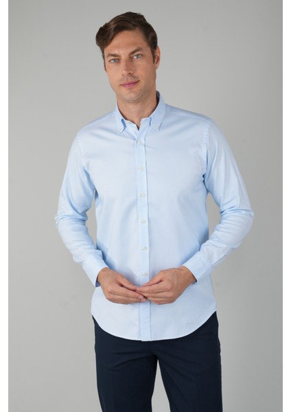Erkek Uzun Kollu Regular Fit Açık Mavi Gömlek GMOKS252100_33