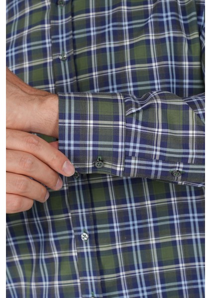 Erkek Uzun Kollu Regular Fit Pamuk Spor Kareli Gömlek Lacivert GMEKS252133_E39 fırsatları