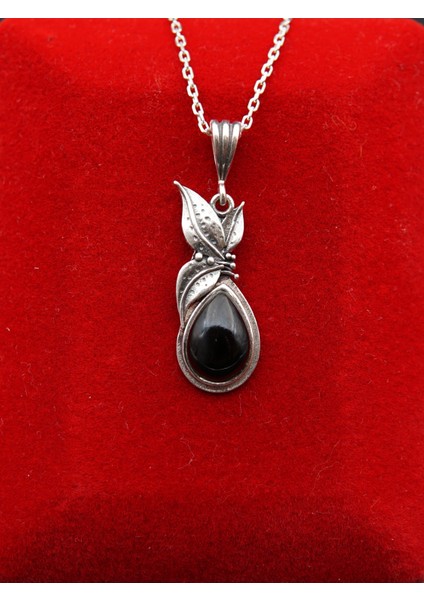 925 Ayar Kadın Oltu Taşı Kadın Kolye SK00082