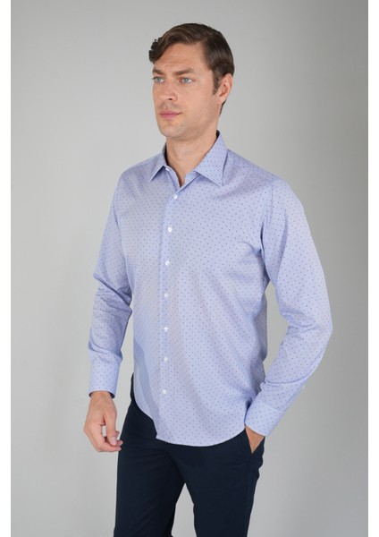 Uzun Kollu Klasik Mavi Regular Fit Erkek Gömkek GMKLS252014_36 modelleri