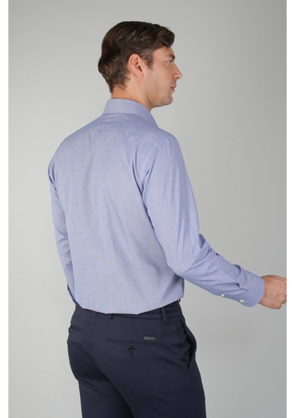 Uzun Kol Italyan Yaka Lacivert Erkek Klasik Gömlek GMARS252055_E39 fiyatları