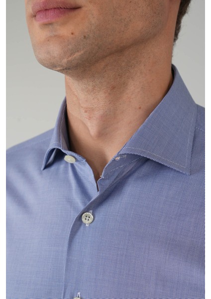 Uzun Kol Italyan Yaka Lacivert Erkek Klasik Gömlek GMARS252055_E39 modelleri