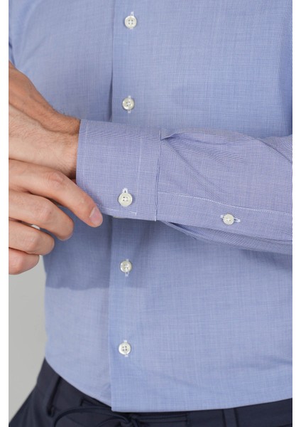 Uzun Kol Italyan Yaka Lacivert Erkek Klasik Gömlek GMARS252055_E39 fırsatları