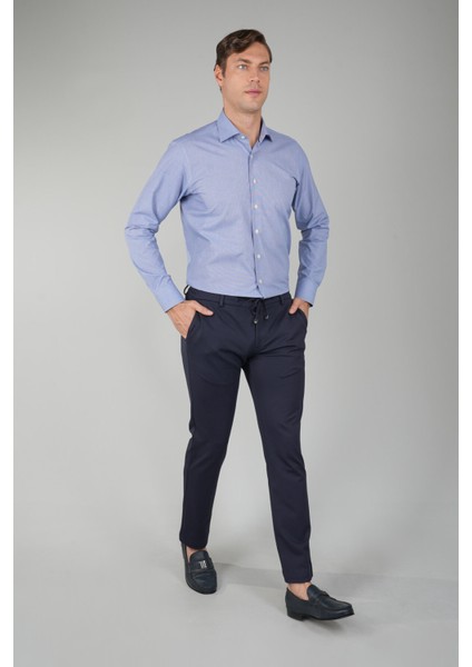 Uzun Kol Italyan Yaka Lacivert Erkek Klasik Gömlek GMARS252055_E39 indirimleri