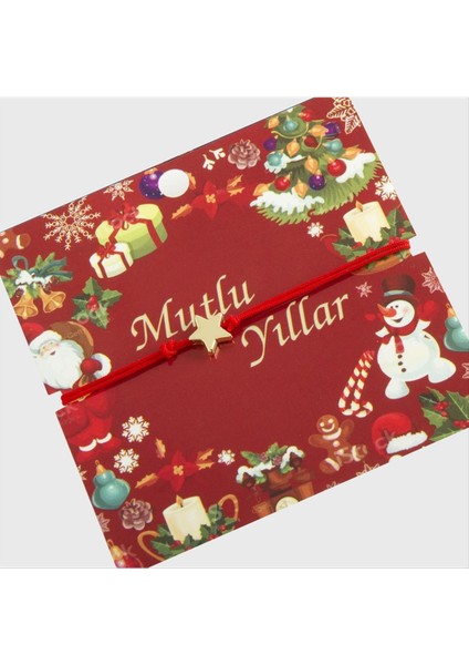 Bestonly Yıldız Mutlu Yıllar Yılbaşı Bilekliği-Kırmızı