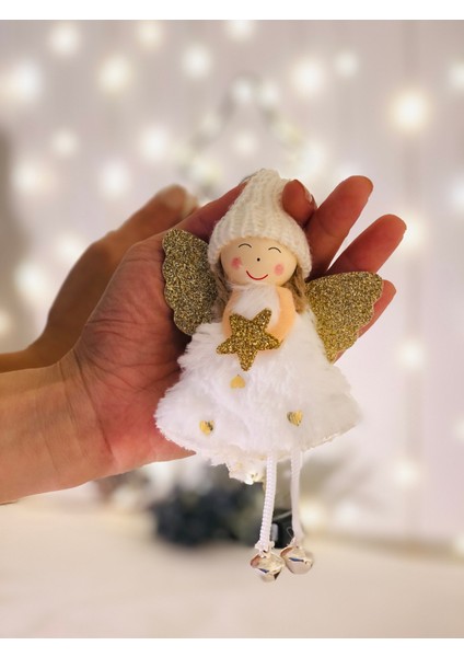 Yılbaşı Ağaç Süsü Gold Kanat Beyaz Melek Noel Yeni Yıl Dekor Süsleme Ağaç Süsleme 17CM fiyatları