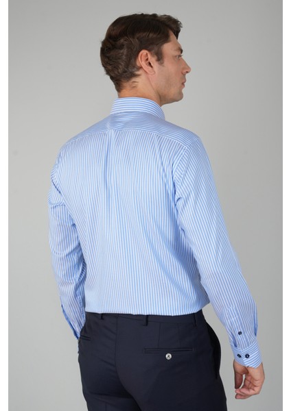 Erkek Uzun Kollu Pmauk Mavi Çizgili Gömlek GMCZG252078_C35