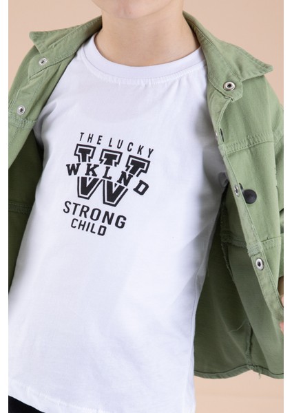 Yeşil Bisiklet Yaka Tişörtlü Keten Erkek Çocuk Gömlek 20073 fiyatları