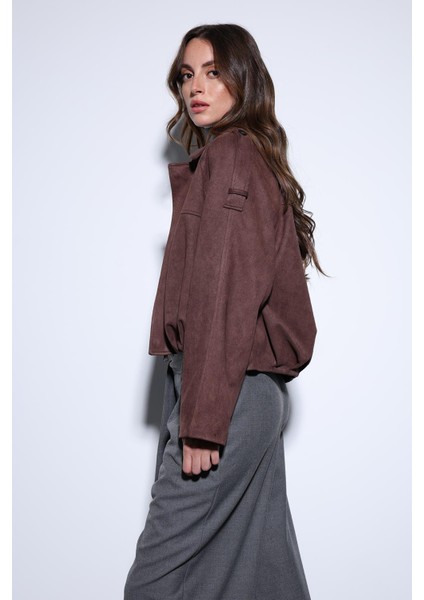 Kahve Süet Görünümlü Bomber Kadın Mont fırsatları