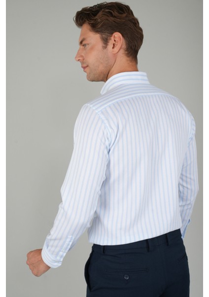 Uzun Kollu Regular Fit Çizgili Erkek Mavi Gömlek GMCZG252130_C35 fiyatları