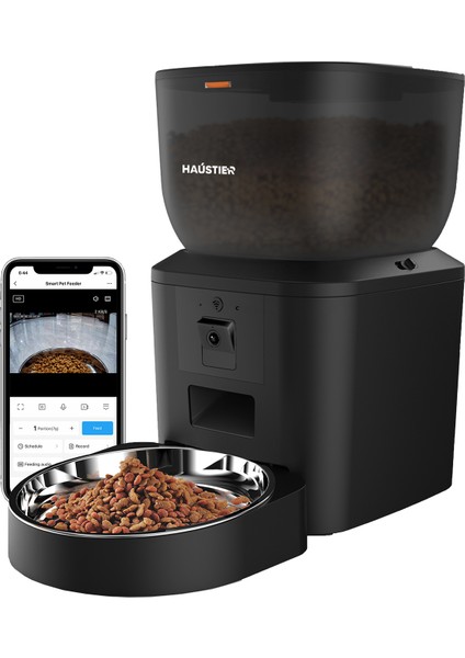 QQ029 Kameralı 1080P Gece Görüş, Akıllı Kedi Köpek Mama Kabı, 2.4ghz/5ghz, 4lt, Metal Kase