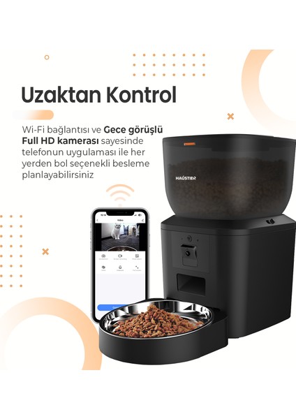 QQ029 Kameralı 1080P Gece Görüş, Akıllı Kedi Köpek Mama Kabı, 2.4ghz/5ghz, 4lt, Metal Kase modelleri