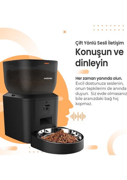 QQ029 Kameralı 1080P Gece Görüş, Akıllı Kedi Köpek Mama Kabı, 2.4ghz/5ghz, 4lt, Metal Kase