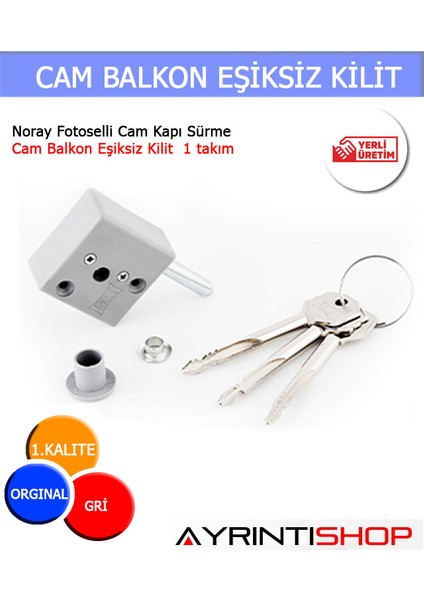 Noray Fotoselli Cam Kapı Sürme Cam Balkon Eşiksiz Kilit 1 Adet
