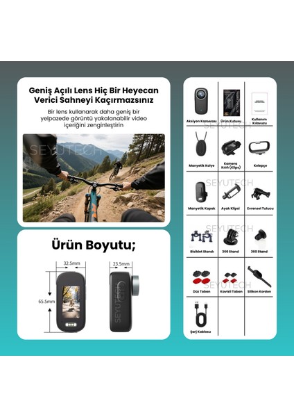 Ekranlı 4K Aksiyon Kamerası 4K Ultra Hd Video Kaydı 180° Lens Dönüşü Bataryalı Aksiyon Kamerası indirimleri