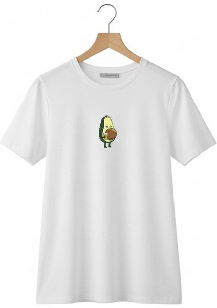 Avokado Baskılı Oversize Pamuklu Kadın T-Shirt modelleri