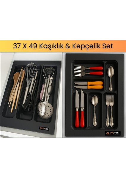 37x49 Cm. Antrasit Kaşıklık Ve Kepçelik 2'li Set (32x41 cm'e kadar kesilebilir)