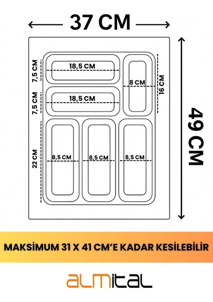 37x49 Cm. Antrasit Kaşıklık Ve Kepçelik 2'li Set (32x41 cm'e kadar kesilebilir) modelleri