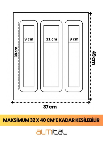 37x49 Cm. Antrasit Kaşıklık Ve Kepçelik 2'li Set (32x41 cm'e kadar kesilebilir) indirimleri