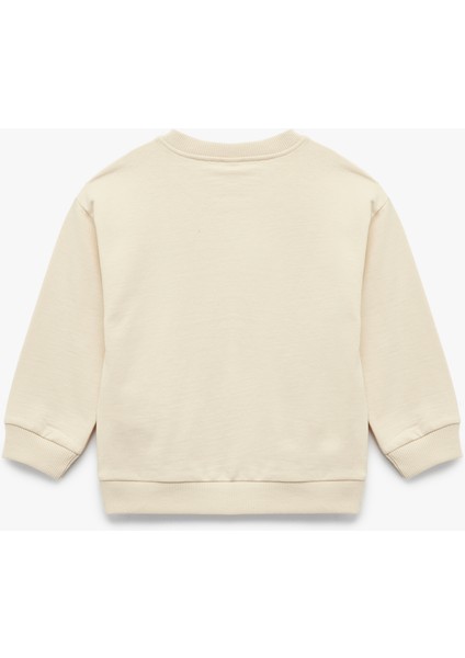 Pamuklu Uzun Kollu Bisiklet Yaka Baskılı Sweatshirt fiyatları