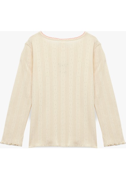 Pamuklu Bisiklet Yaka Nakış Detaylı Uzun Kollu Tişört fiyatları