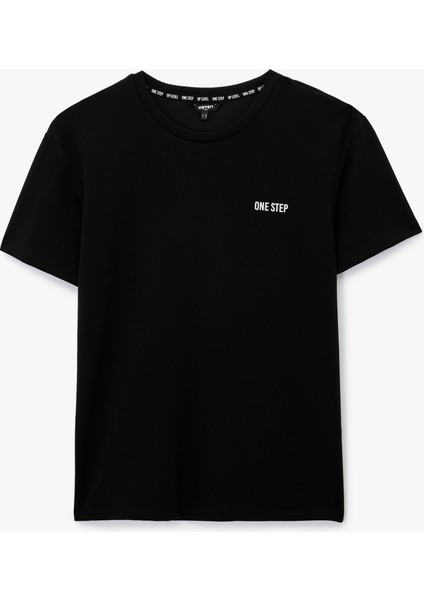 Regular Fit Kısa Kollu Bisiklet Yaka Baskılı Spor Tişört