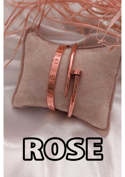 Rose Renk Çivi ve Bileklik Set 842 modelleri