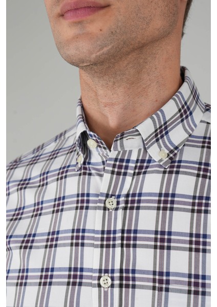 Erkek Uzun Kollu Regular Fit Pamuk Spor Kareli Gömlek Ekru GMEKS252135_E03 modelleri