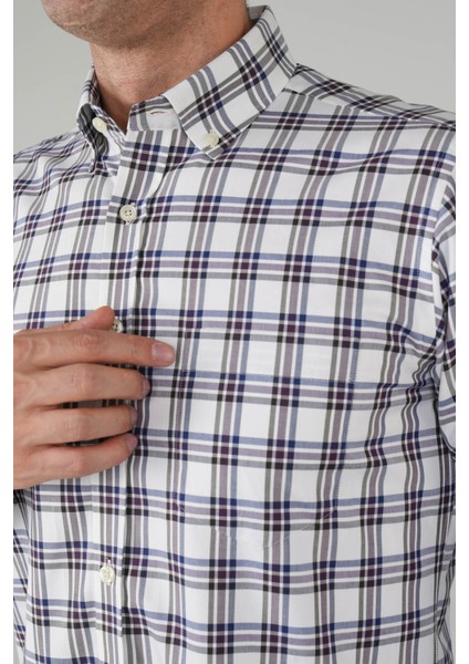 Erkek Uzun Kollu Regular Fit Pamuk Spor Kareli Gömlek Ekru GMEKS252135_E03 fırsatları