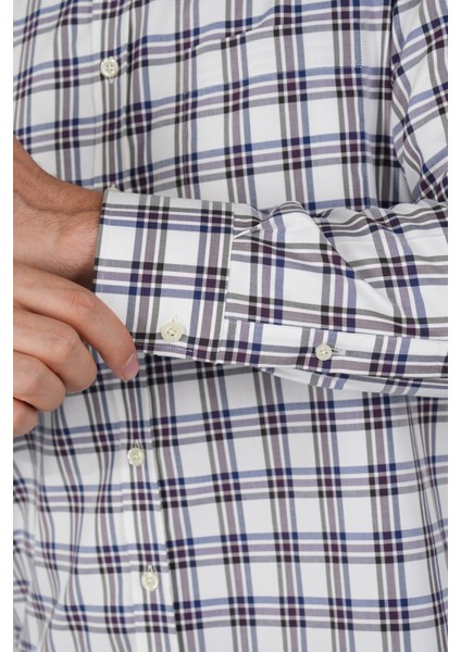 Erkek Uzun Kollu Regular Fit Pamuk Spor Kareli Gömlek Ekru GMEKS252135_E03 indirimleri