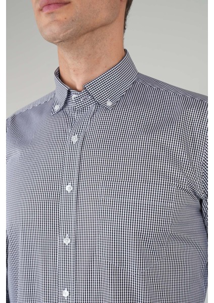 Erkek Uzun Kollu Italyan Yaka Siyah Çizgili Pamuk Gömlek GMEKS252113_99 fiyatları