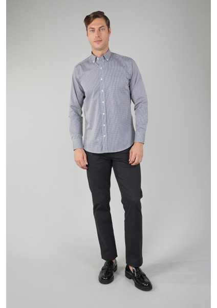Erkek Uzun Kollu Italyan Yaka Siyah Çizgili Pamuk Gömlek GMEKS252113_99 fırsatları