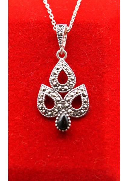 925 Ayar Kadın Oltu Taşı Kadın Kolye SK00088 fiyatları