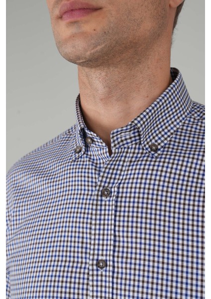 Uzun Kollu Kahve Kareli Regular Fit Erkek Gömlek GMEKS252096_E11 modelleri